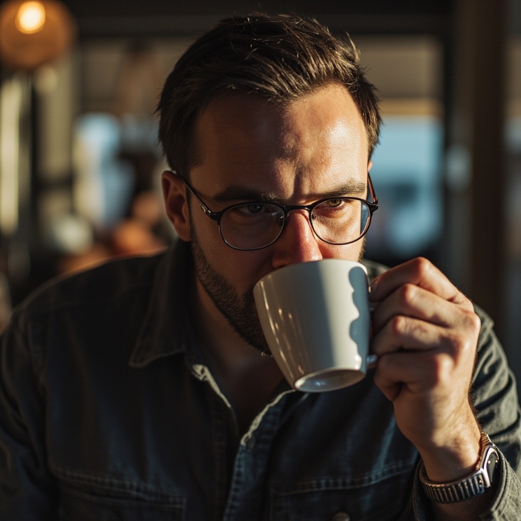 A Man Enjoying his Coffee