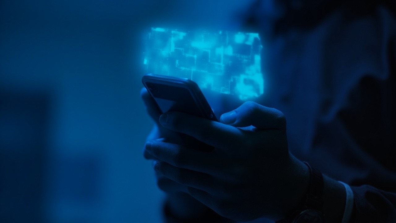 A Man Holding a Neon Digital Platform Smartphone