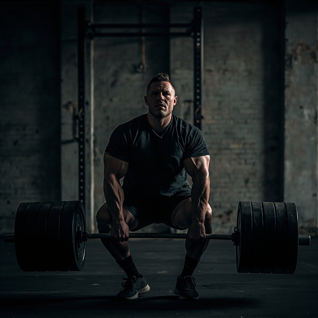 A Man Lifting 100kg Barbell in the Gym