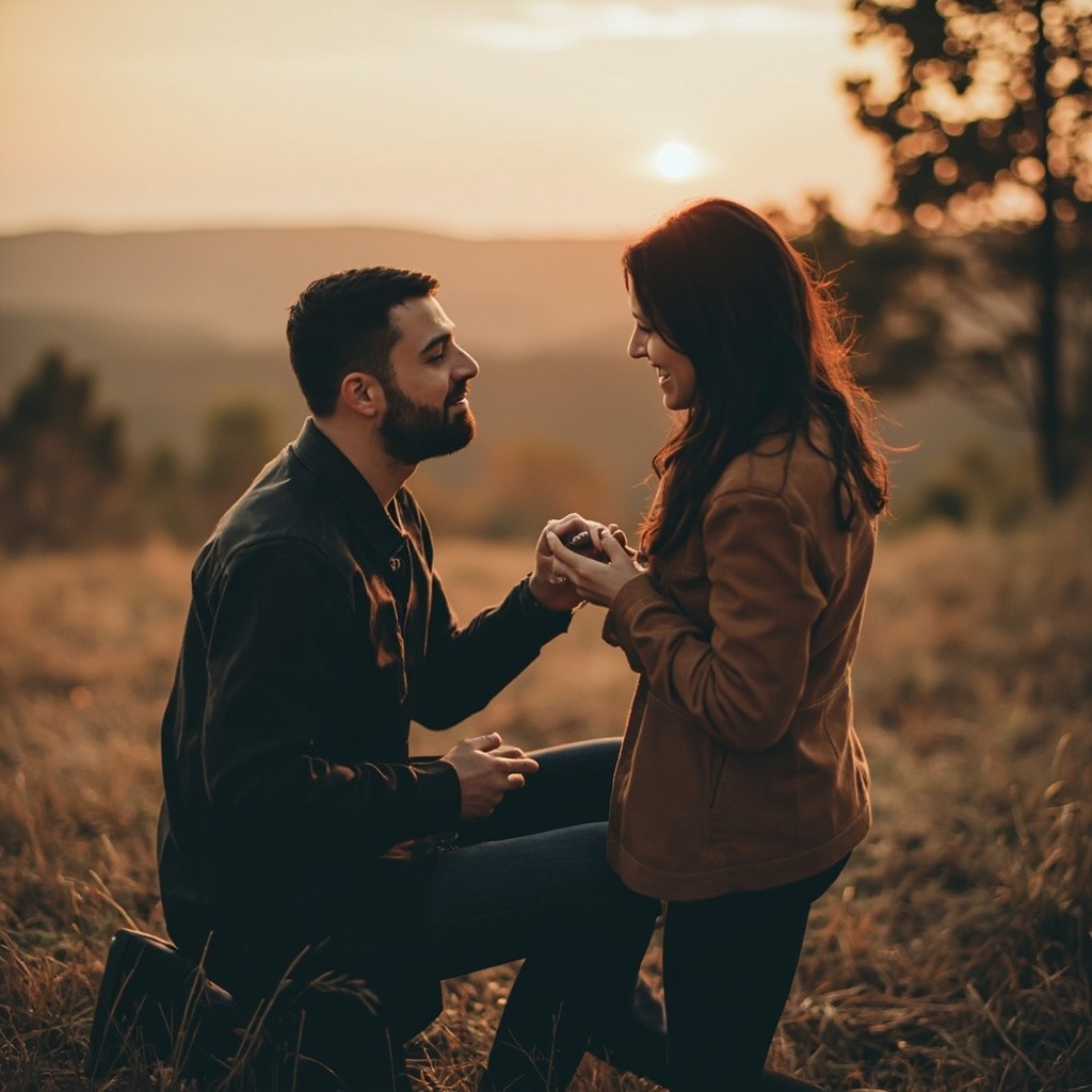 A Man Proposing to His Girlfriend with Ring