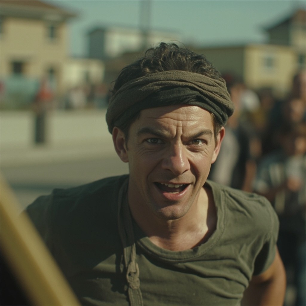 A Man Running Safely After an Accident