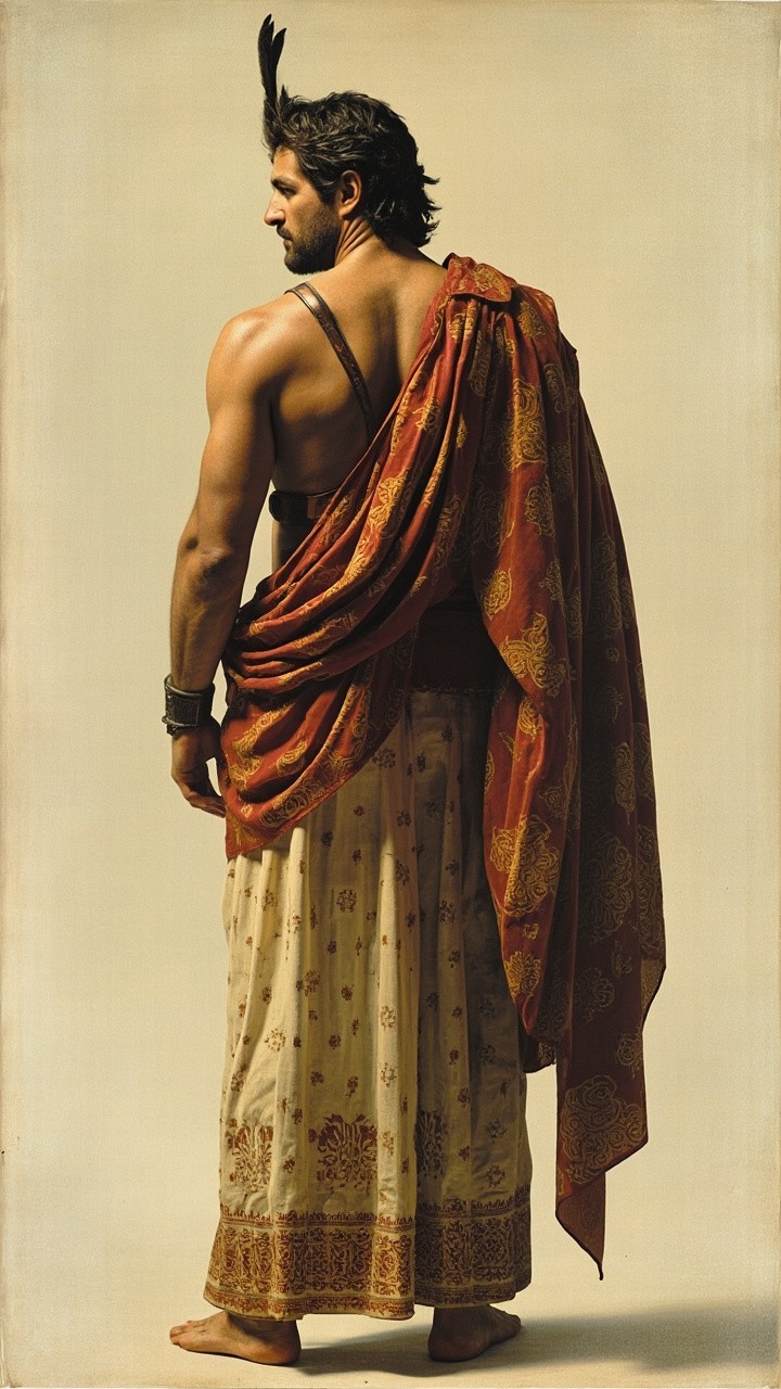 A Man in Greek Clothing Facing Away