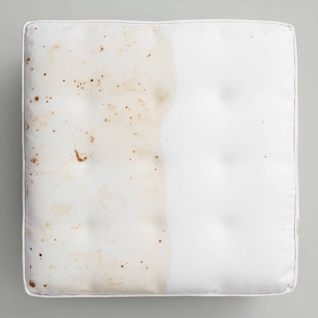 A Mattress Half Clean, Half Dusty and Stained A Mattress Half Clean, Half Dusty and Stained