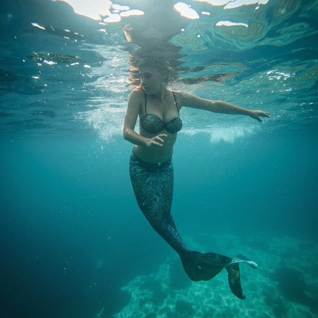 A Mermaid Swimming in Clear Water