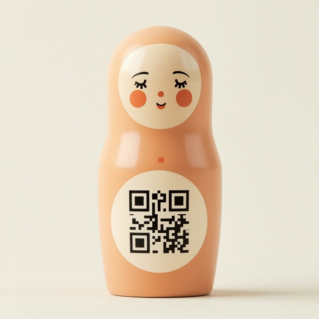 A Modern, Minimalistic Matryoshka Doll with QR Code