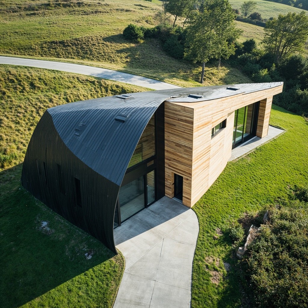 A Modern House with Aluminum and Wood Design