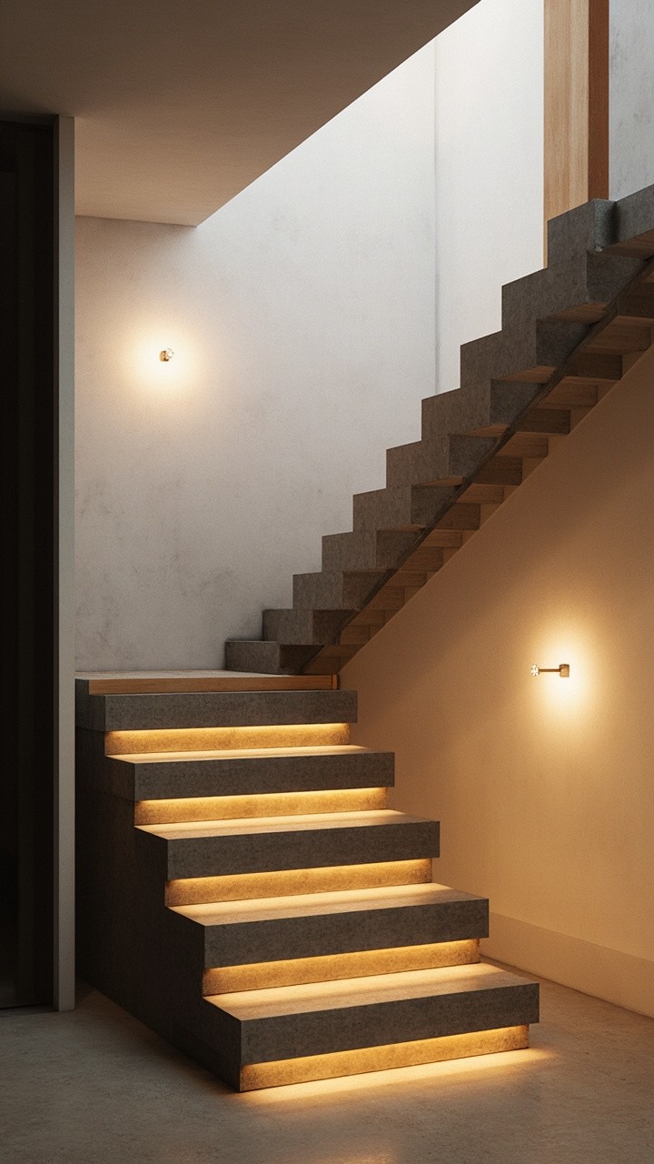 A Modern Loft's Sculptural Floating Staircase