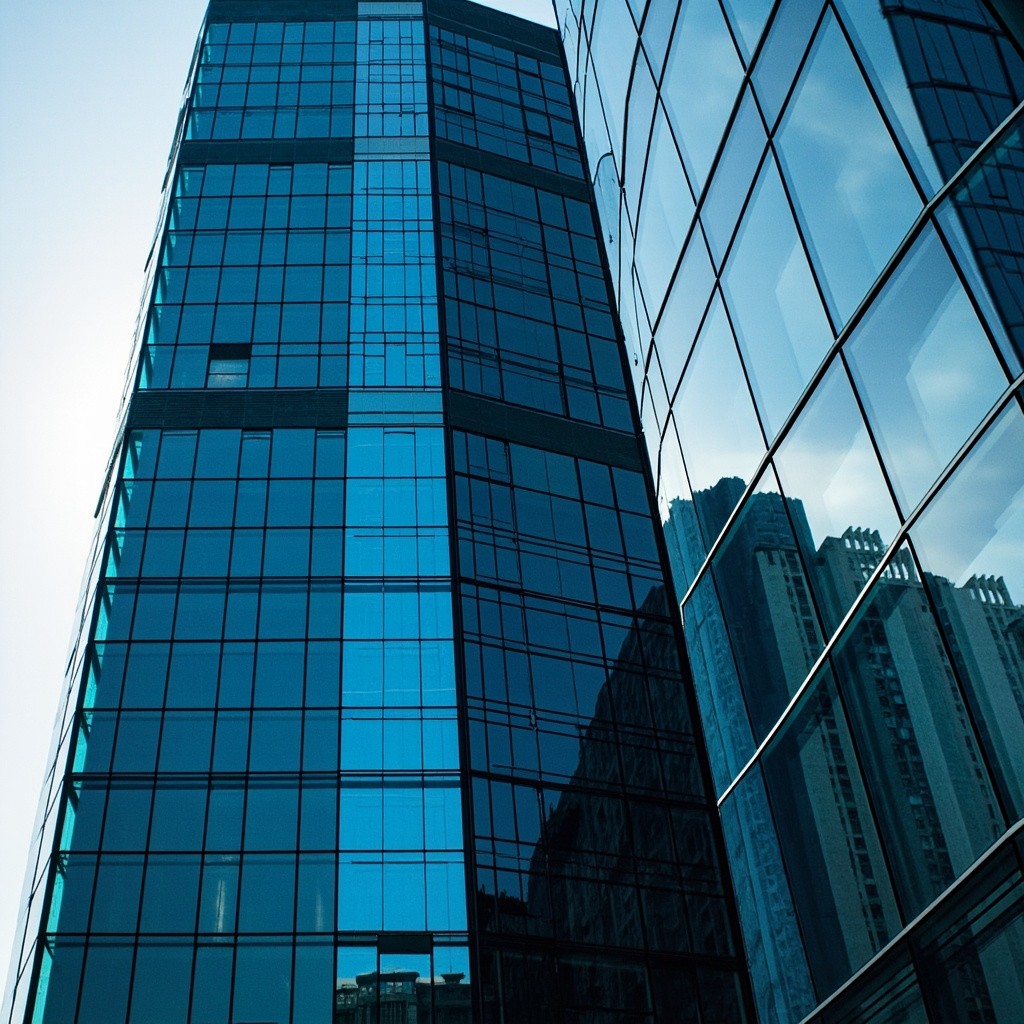 A Modern Moscow City Glass Skyscraper Reflection