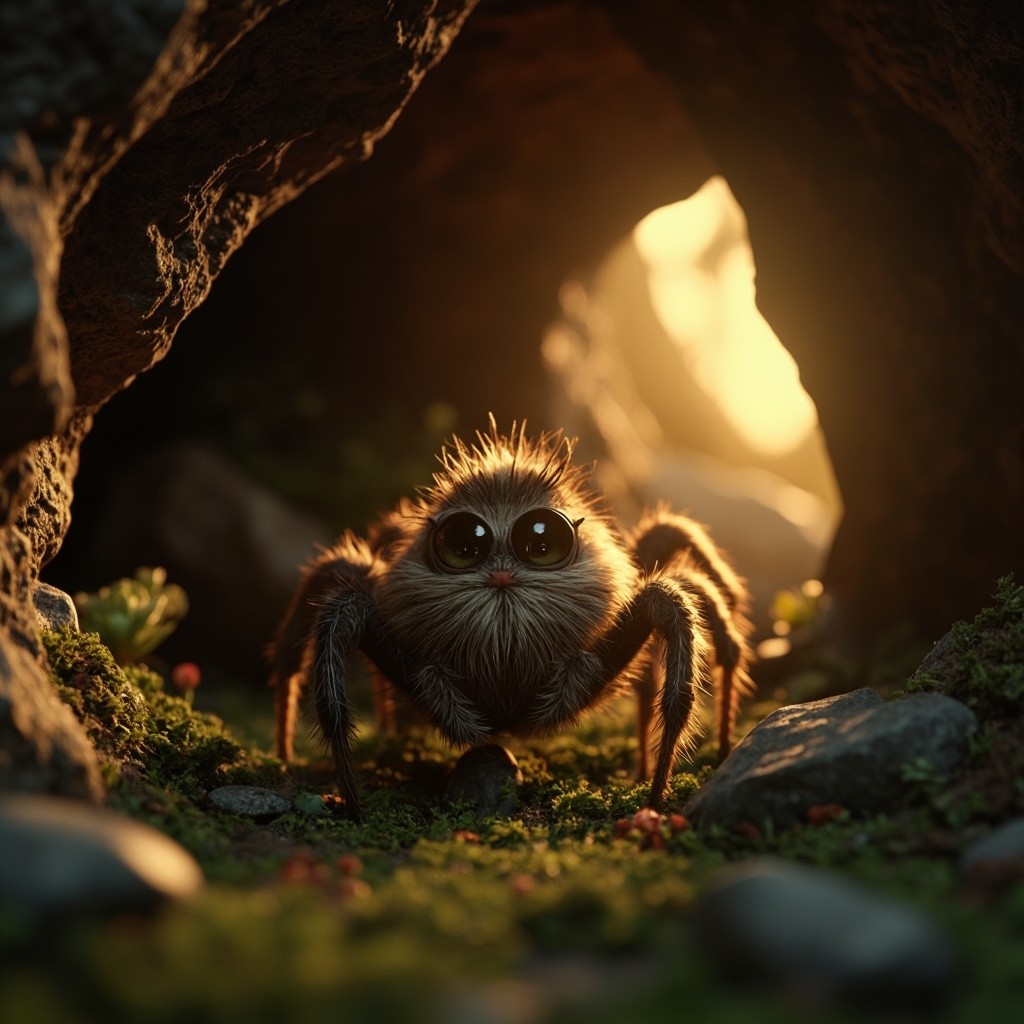 A Mother Spider's Peaceful, Magical Cave Home