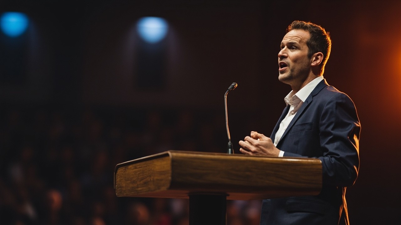 A Nervous Public Speaker at Presentation