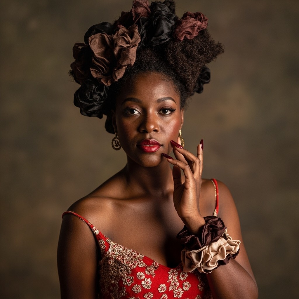 A Nigerian Lady Showing off Her Scrunchies