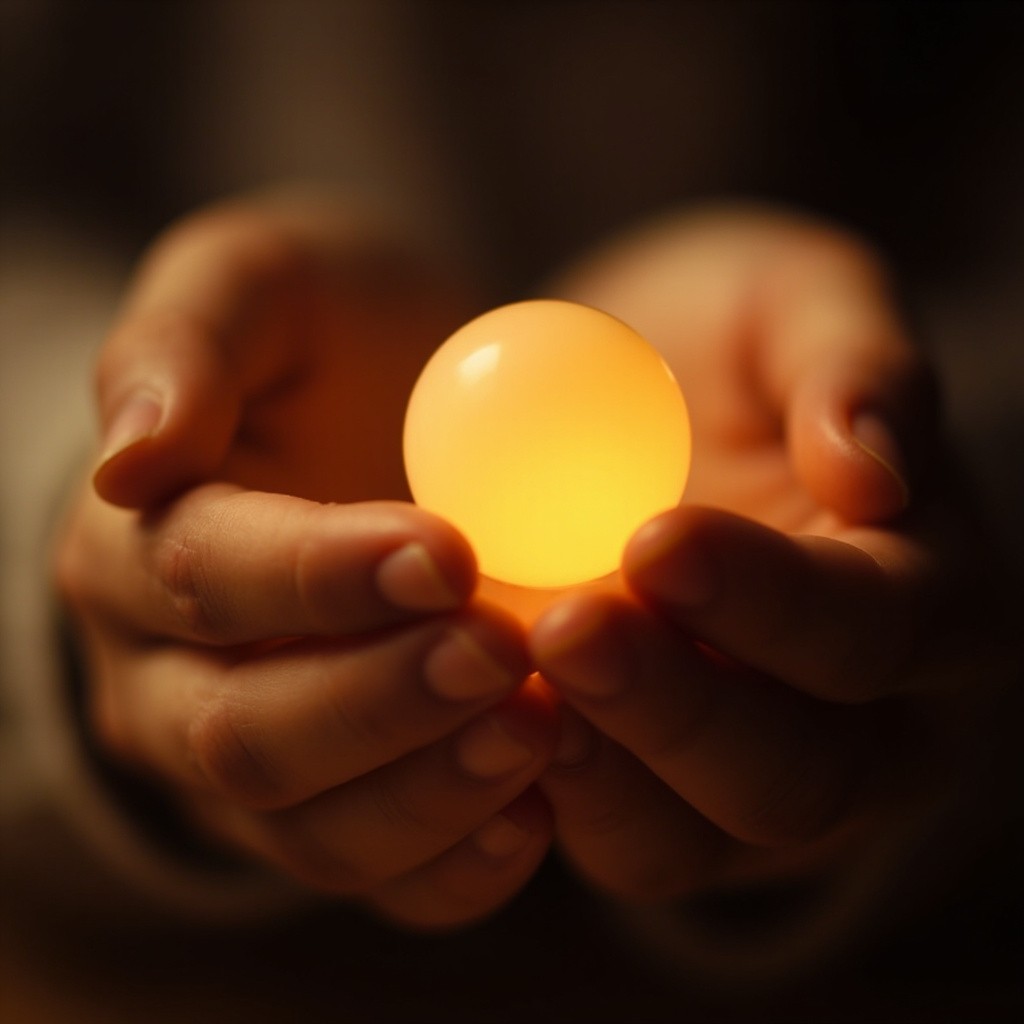 A Parent-Child Holding a Glowing Light Orb