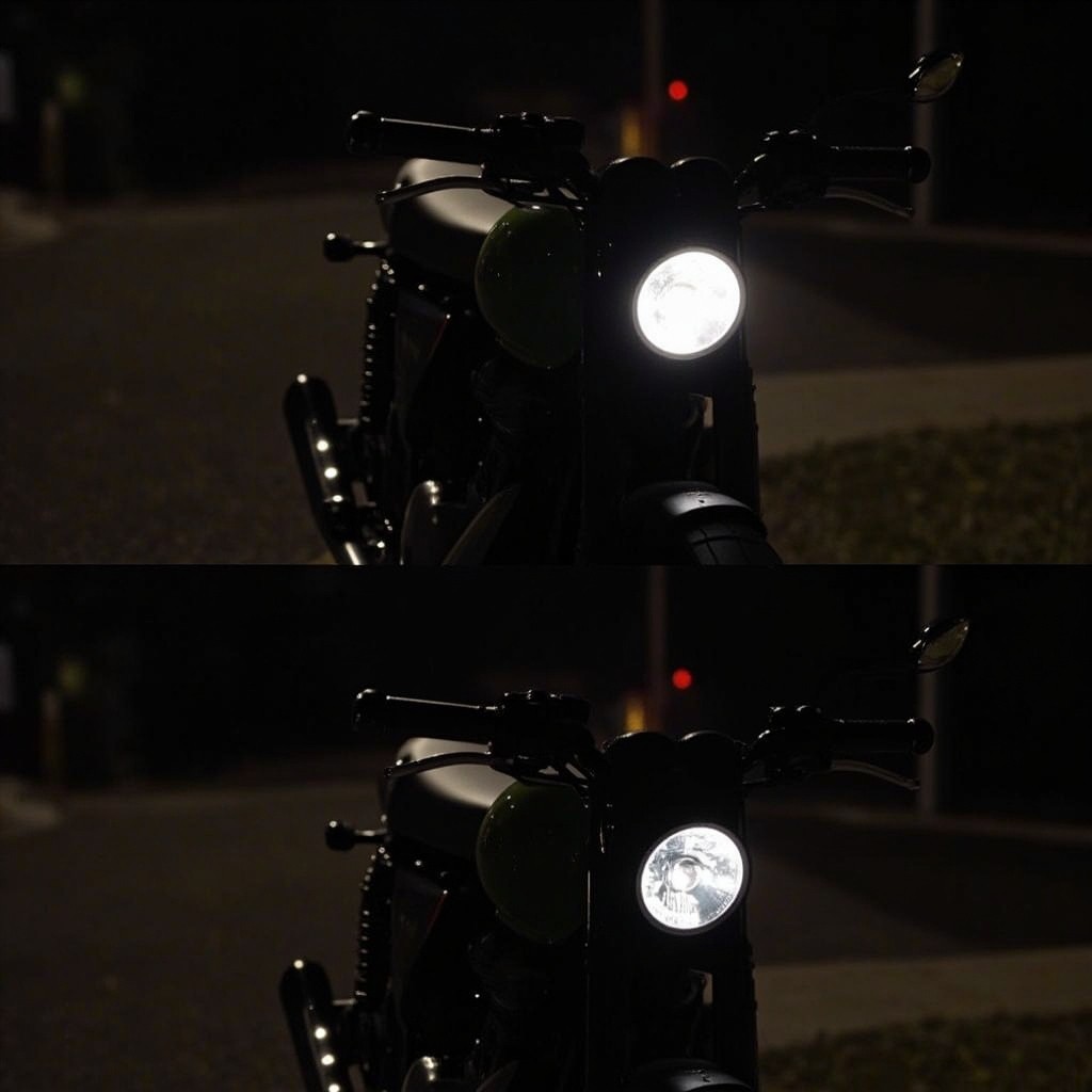 A Parked Royal Enfield GT 650 at Night
