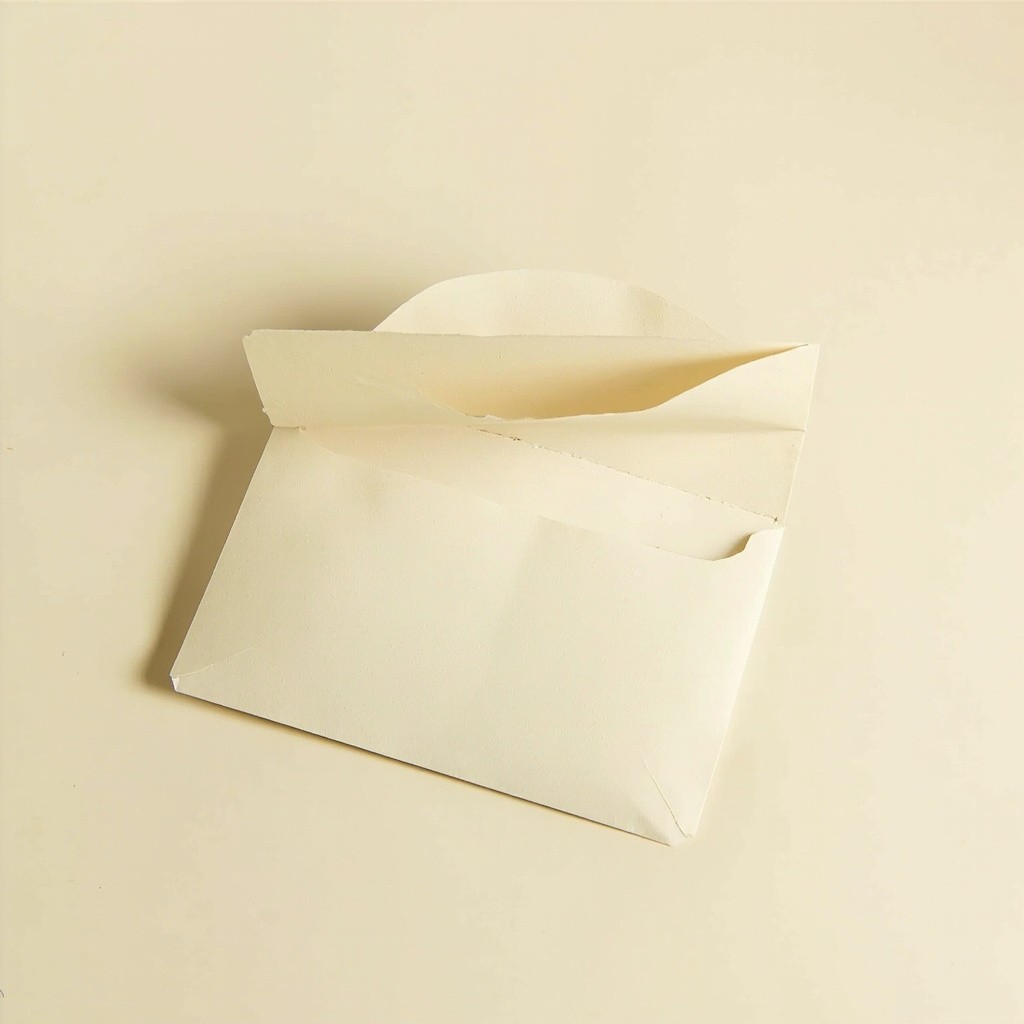 A Partially Open Cream-Colored Photo Envelope