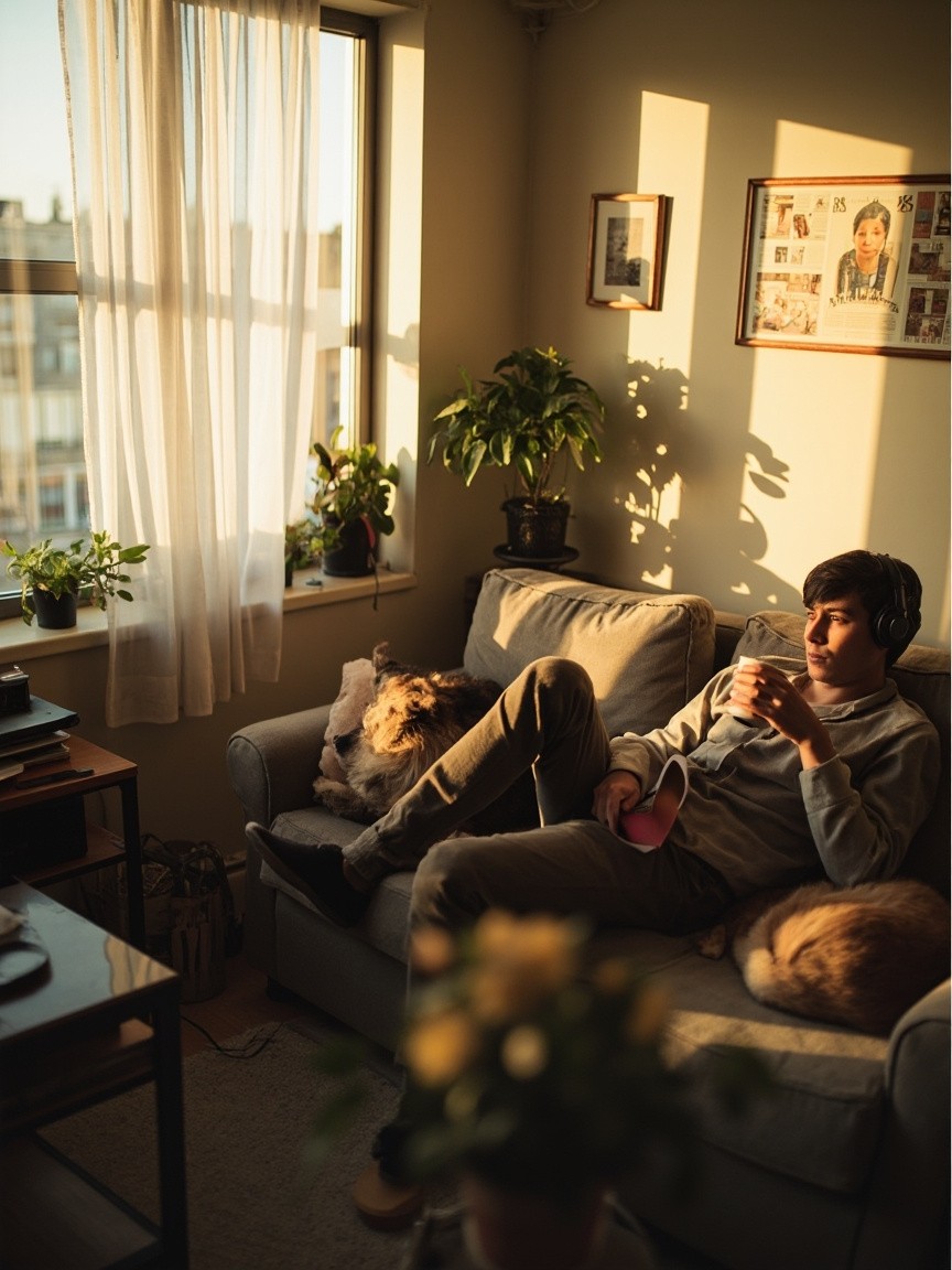 A Peaceful Weekend Morning in a Modern Apartment