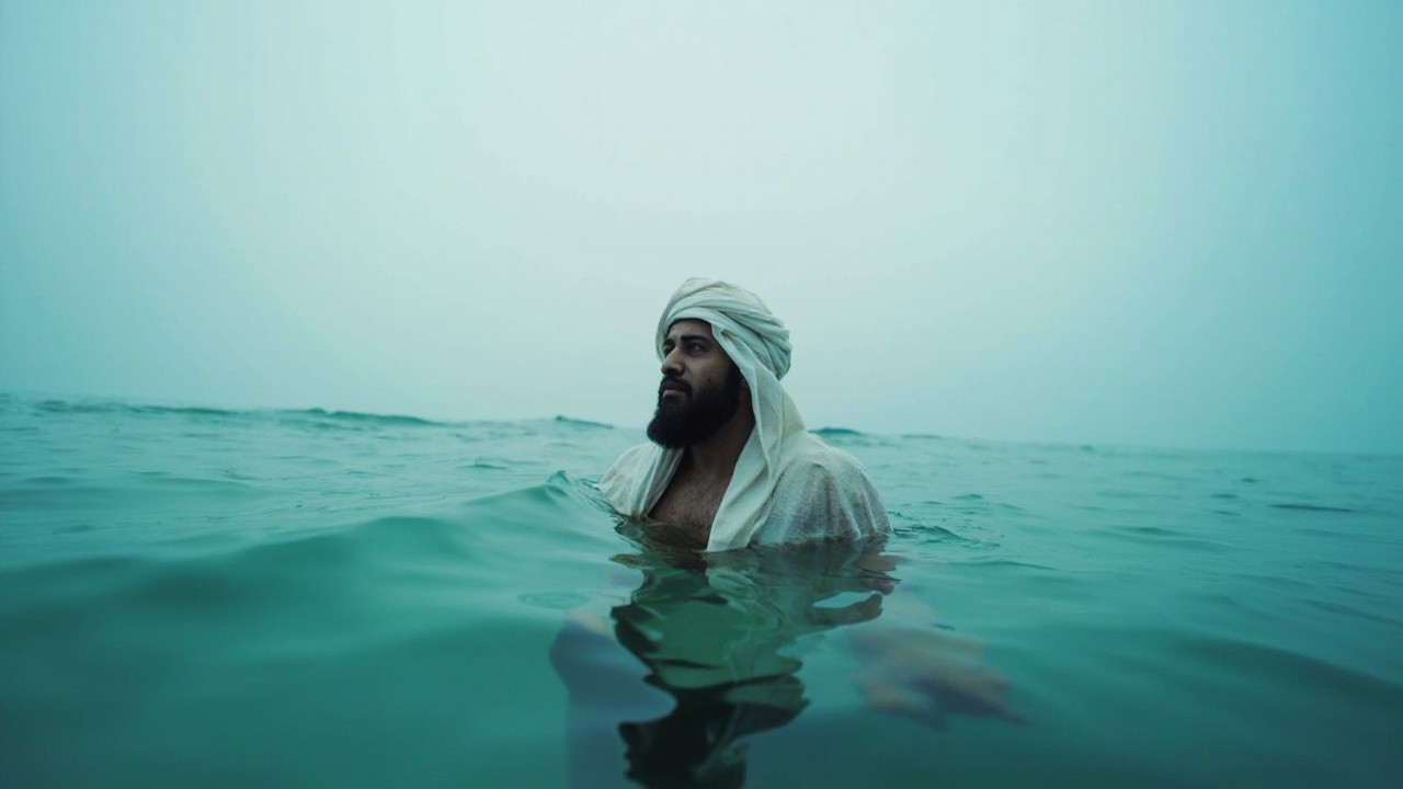 A Persian Man Floating in the Sea