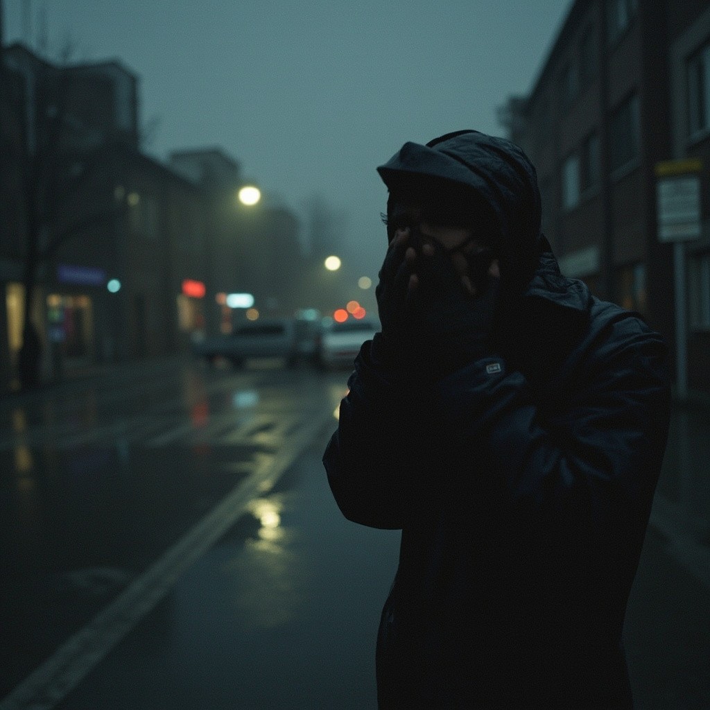 A Person Alone in the Rain