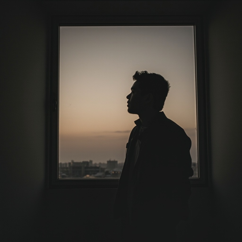 A Person Beside the Window in Shadowy Ambiance