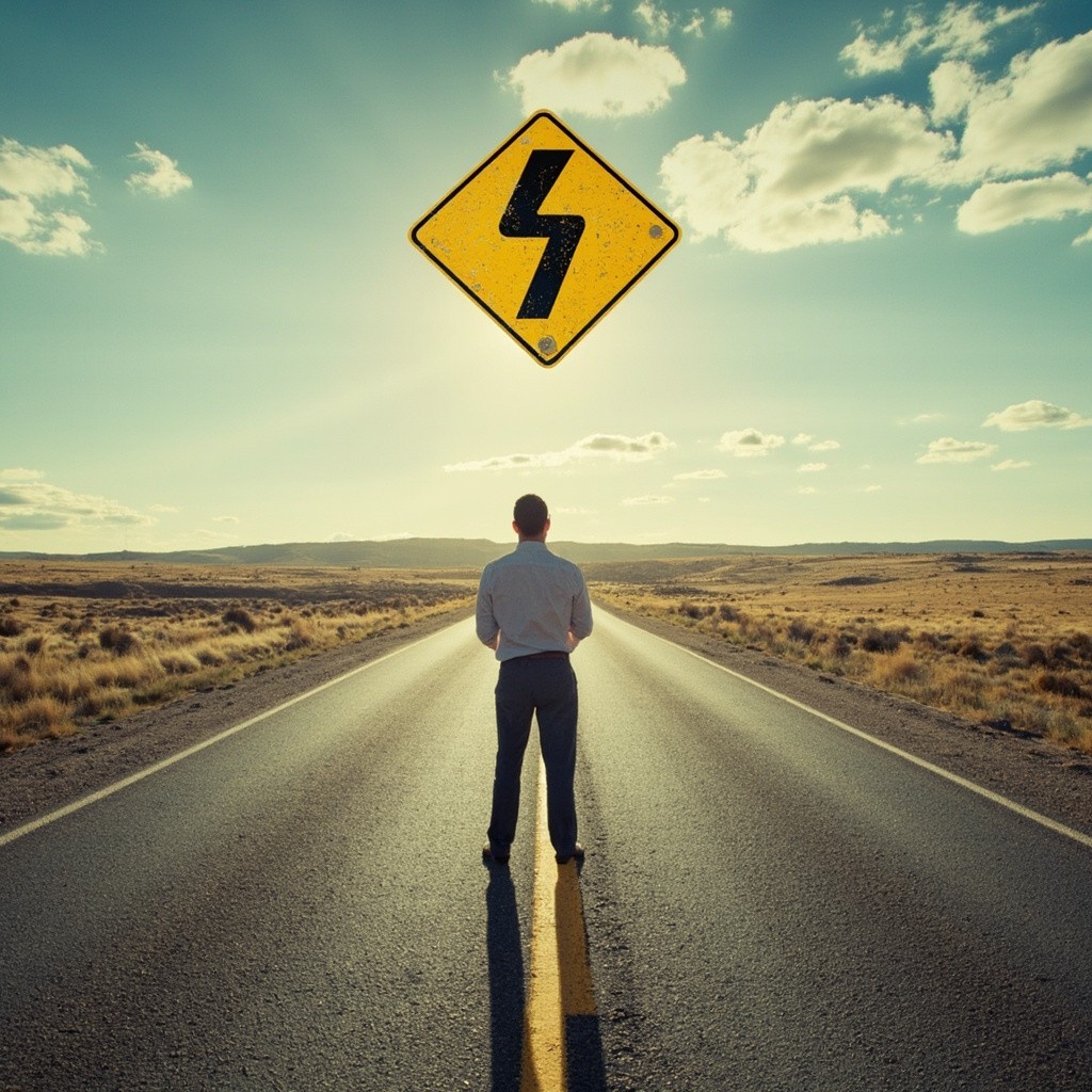 A Person Contemplating Choices at Crossroads