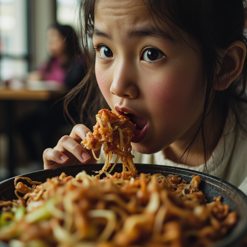 A Person Enjoying Korean Cuisine