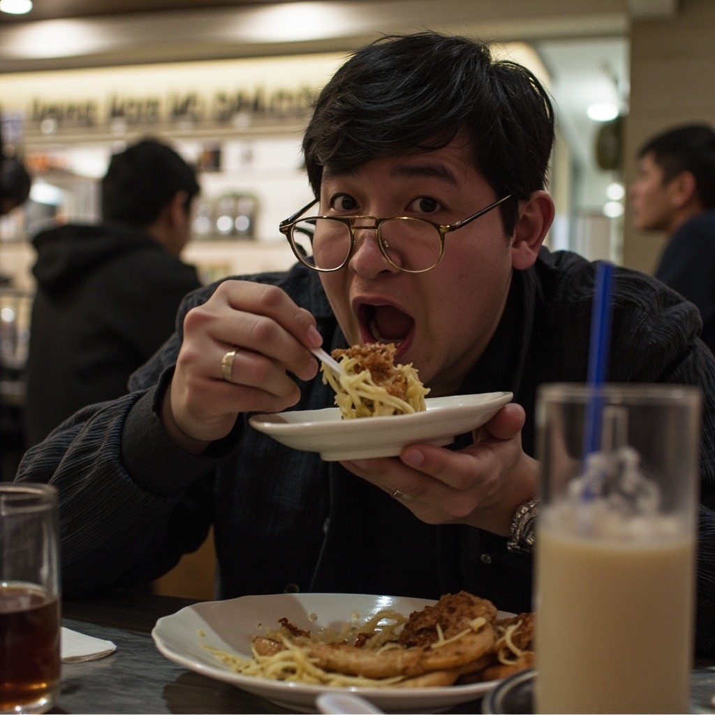 A Person Enjoying Korean Cuisine