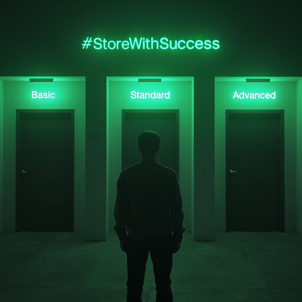 A Person Facing Basic, Standard, Advanced StoreWithSuccess Doors