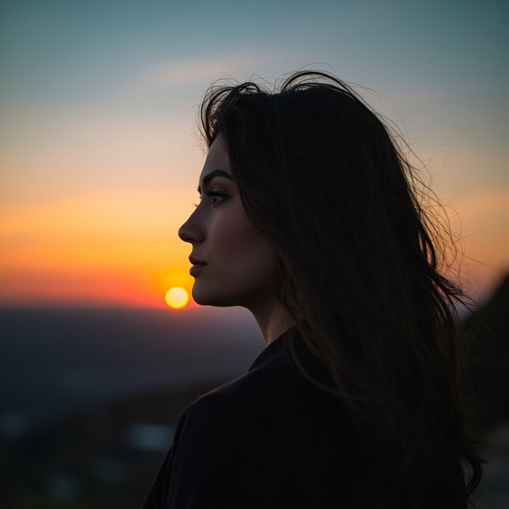 A Person Gazing at the Horizon at Dawn