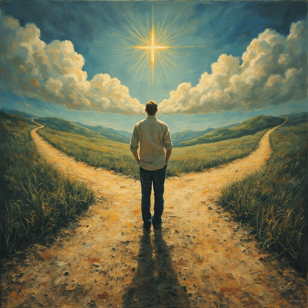 A Person at Crossroads Representing Choices