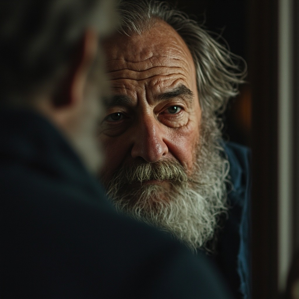 A Person with Wrinkles Looking in the Mirror
