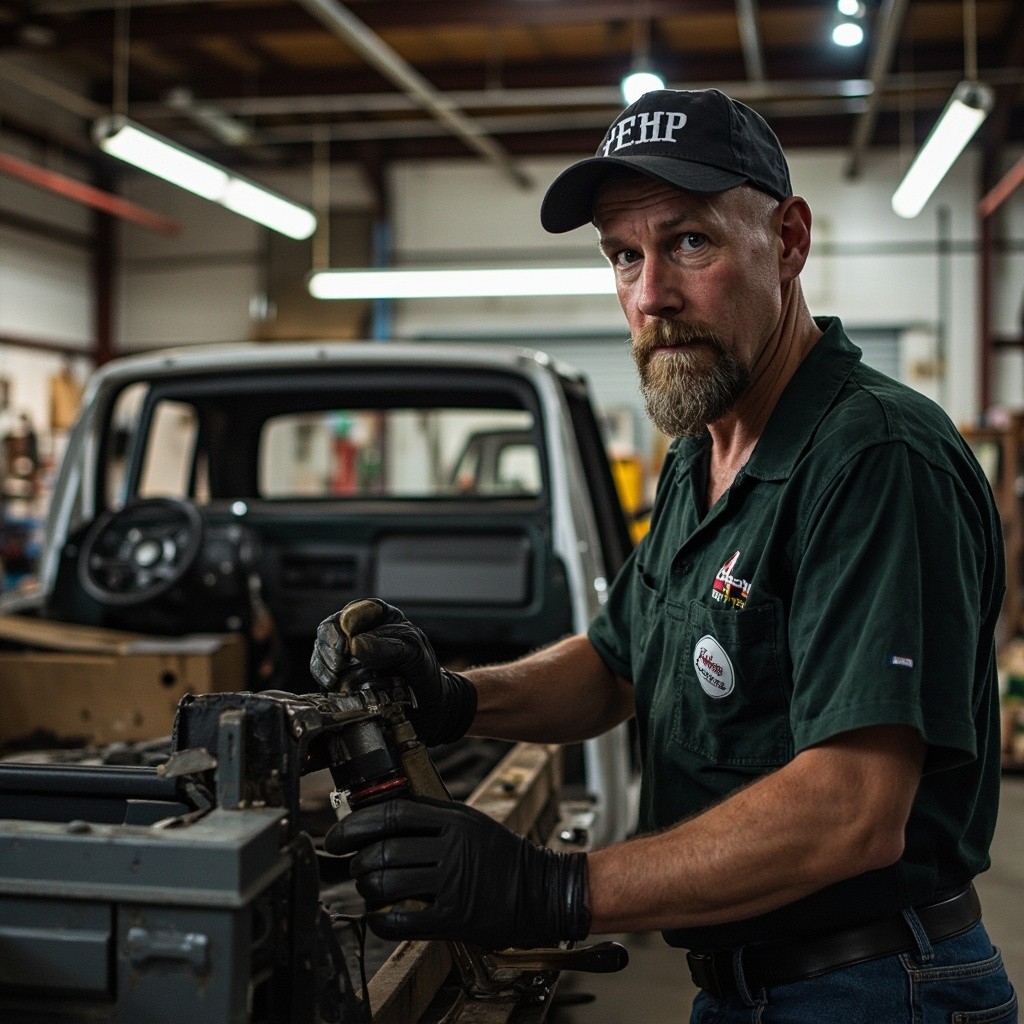 A Pickup Truck Repair in the Workshop