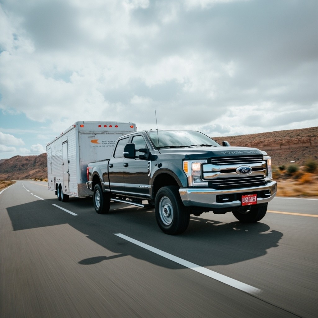 A Pickup Truck with Trailer on the Road