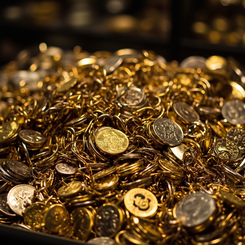 A Pile of Gold and Silver at Pawnshop