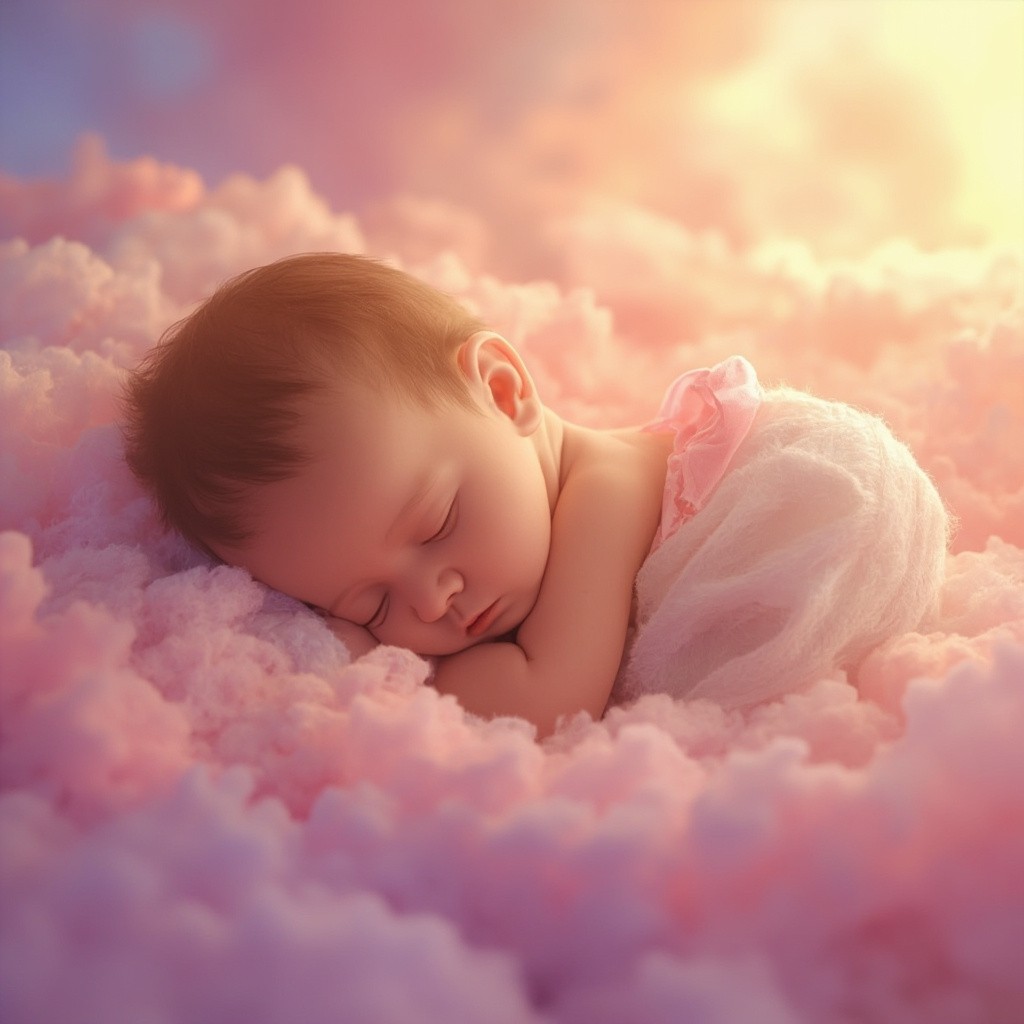 A Pixar Baby Sleeping with Beautiful Pastel Background