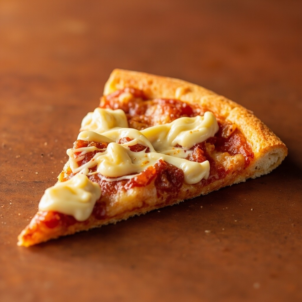 A Pizza Slice Covered in Creamy Topping