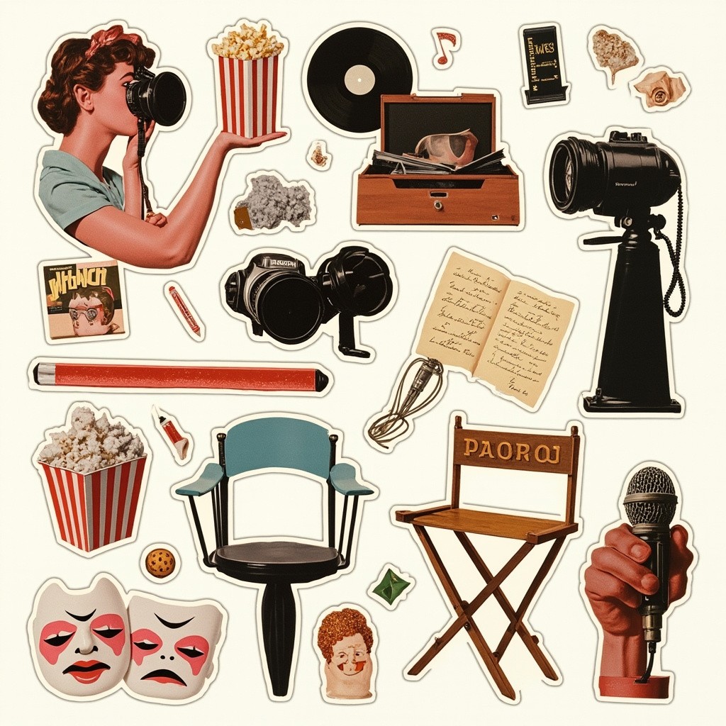 A Playful Collage of Vintage Pop Culture Objects