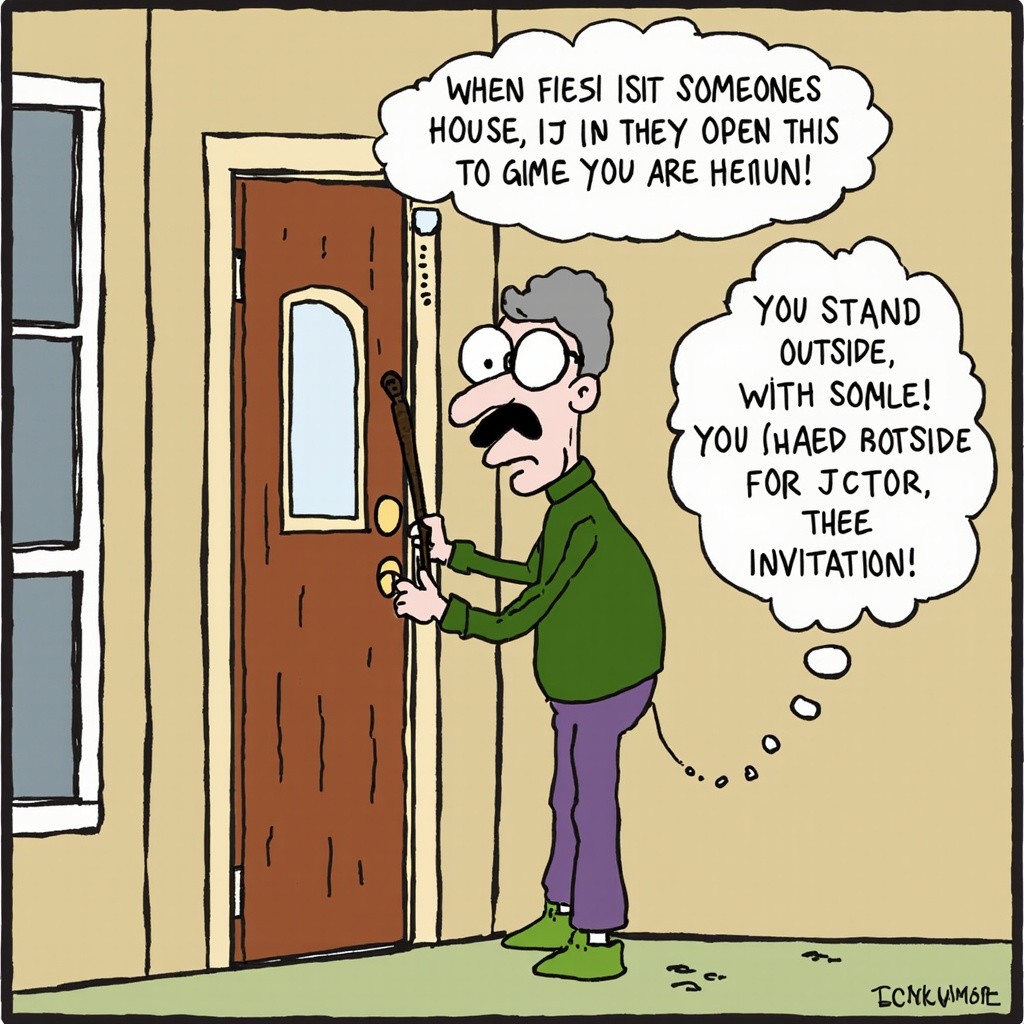A Polite Guest Entering a Welcoming Home
