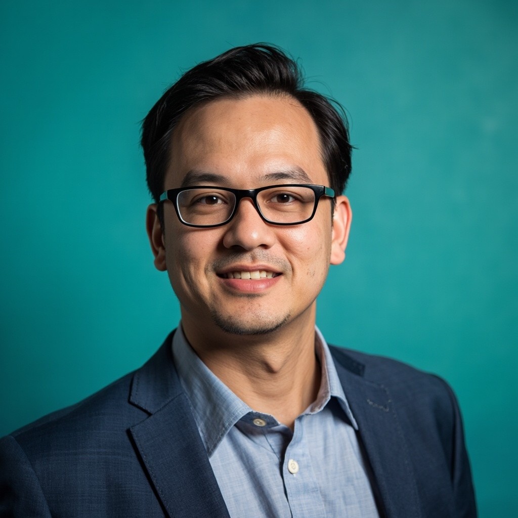 A Professional Photograph with Teal Background