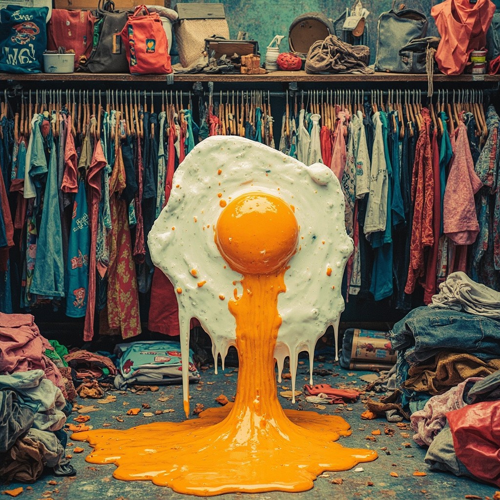 A Psychedelic Second-Hand Market with Melting Egg