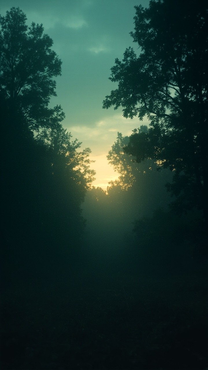 A Rainy Sunset in the Forest