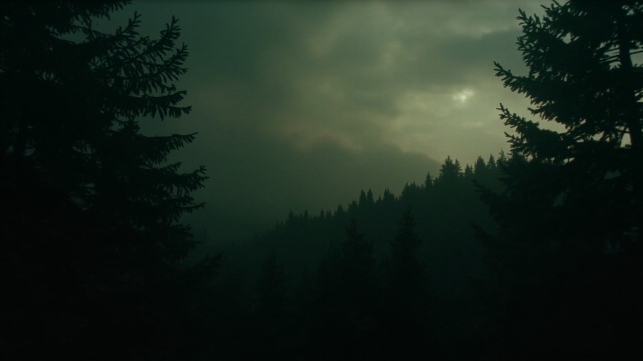 A Rainy Sunset in the Forest