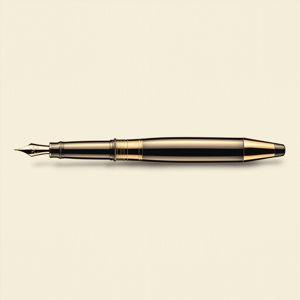 A Real Horizontal Fountain Pen in Front View