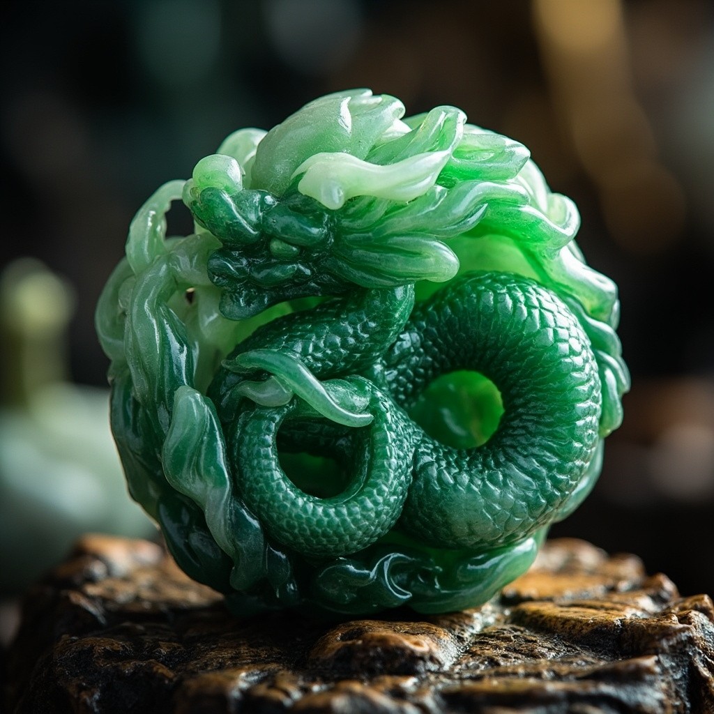 A Realistic Dragon Baby Inside Jade Jewel