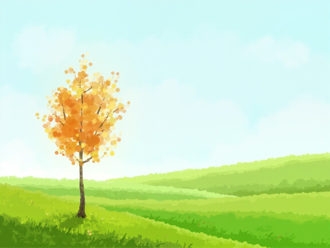 A Realistic Orange Sapling on a Clean Grassland