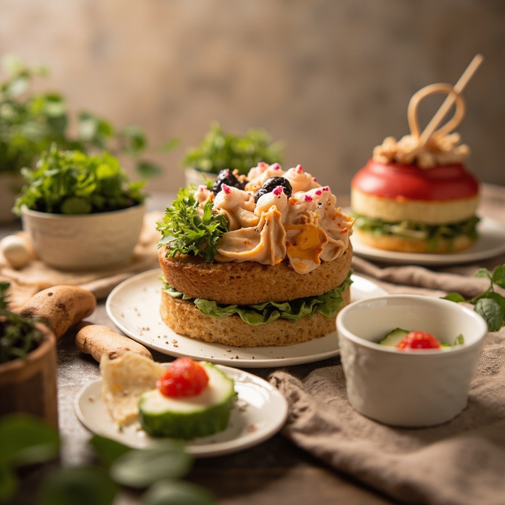 A Realistic Photo of Bento Cakes