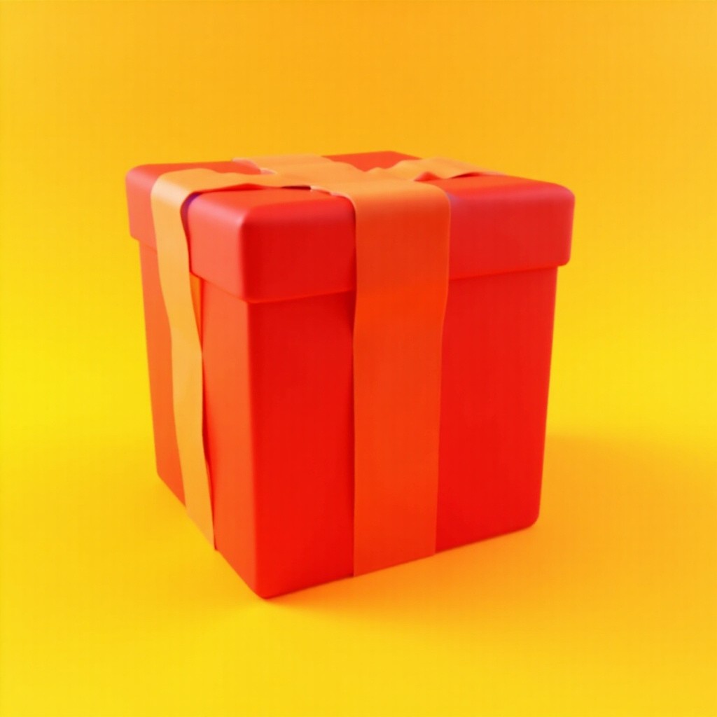 A Red 3D Gift on Yellow Background