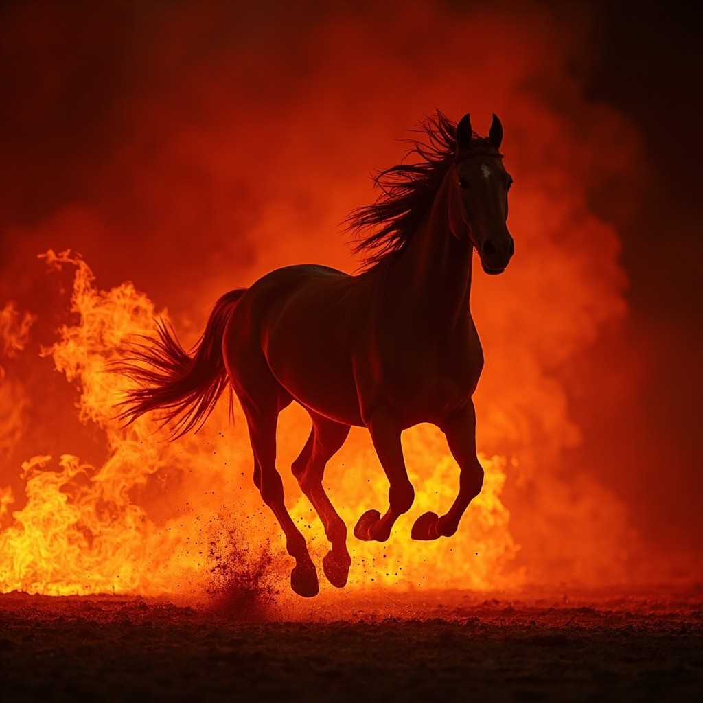 A Red Fire Horse in Full Sprint
