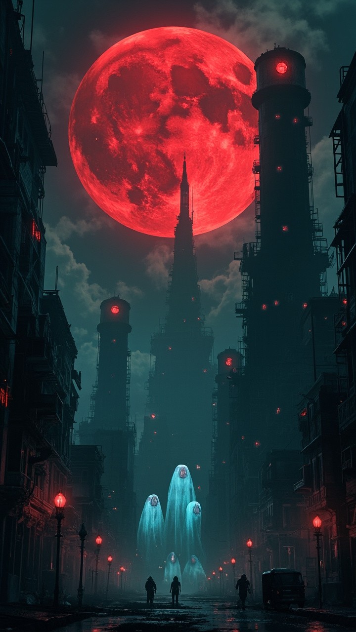 A Red Moon Over the Ghost City Memory Harvest