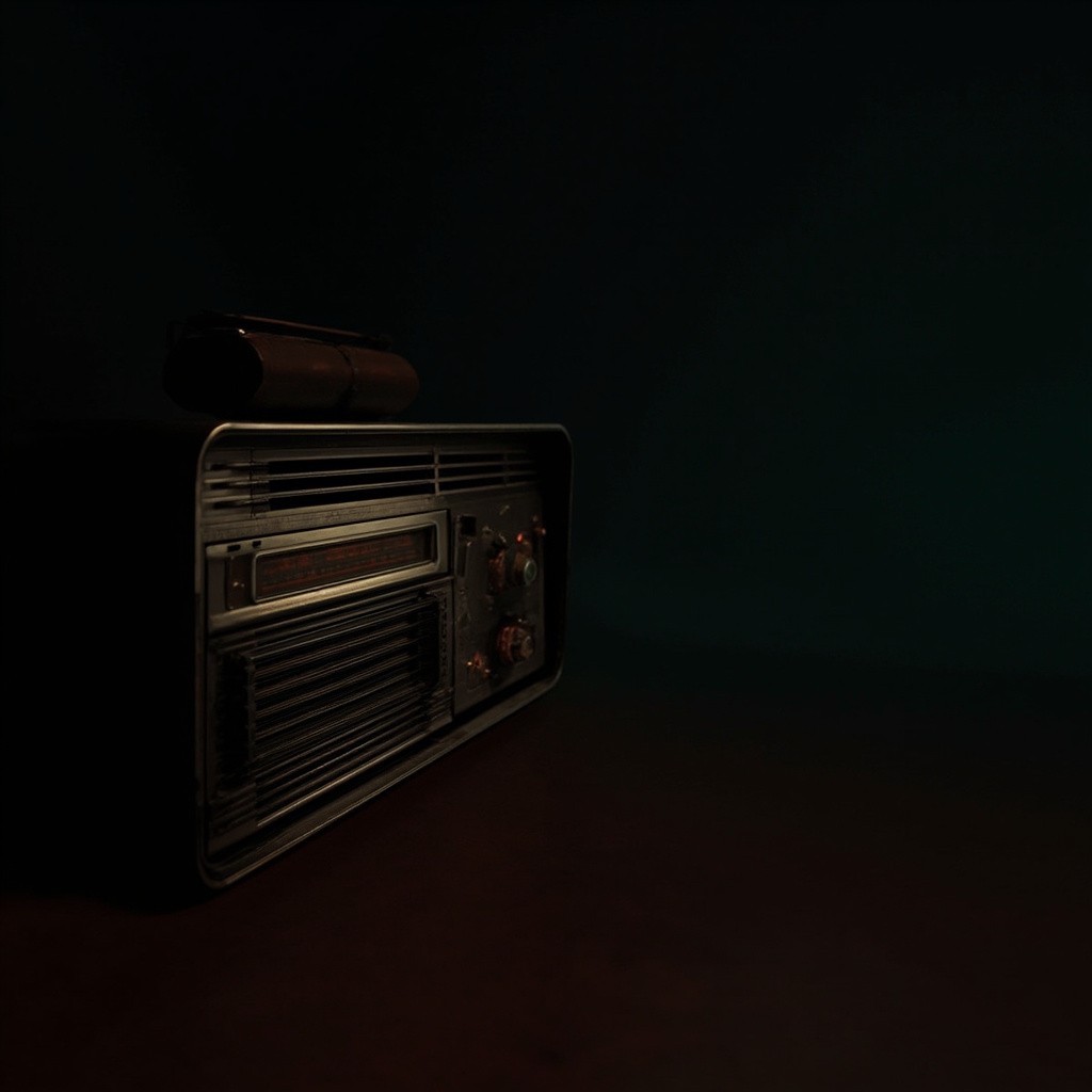 A Retro Radio in Studio with Dark Background