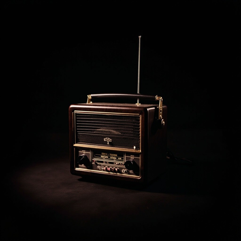 A Retro Radio in a Dark Studio