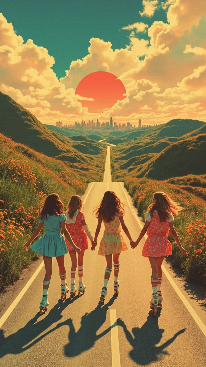 A Retro Roller Skating Adventure Towards Futuristic City